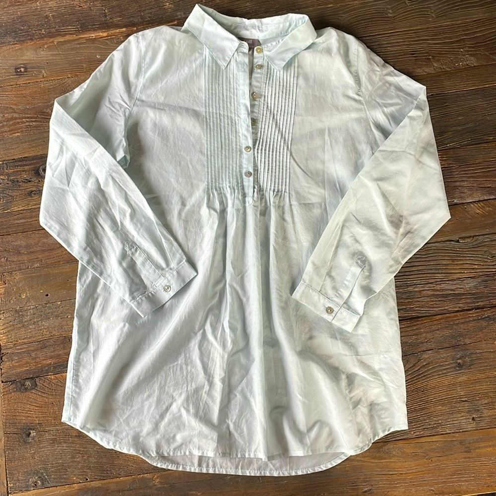 J. Jill cotton/silk blend‎ popover tunic Mint green EUC size L